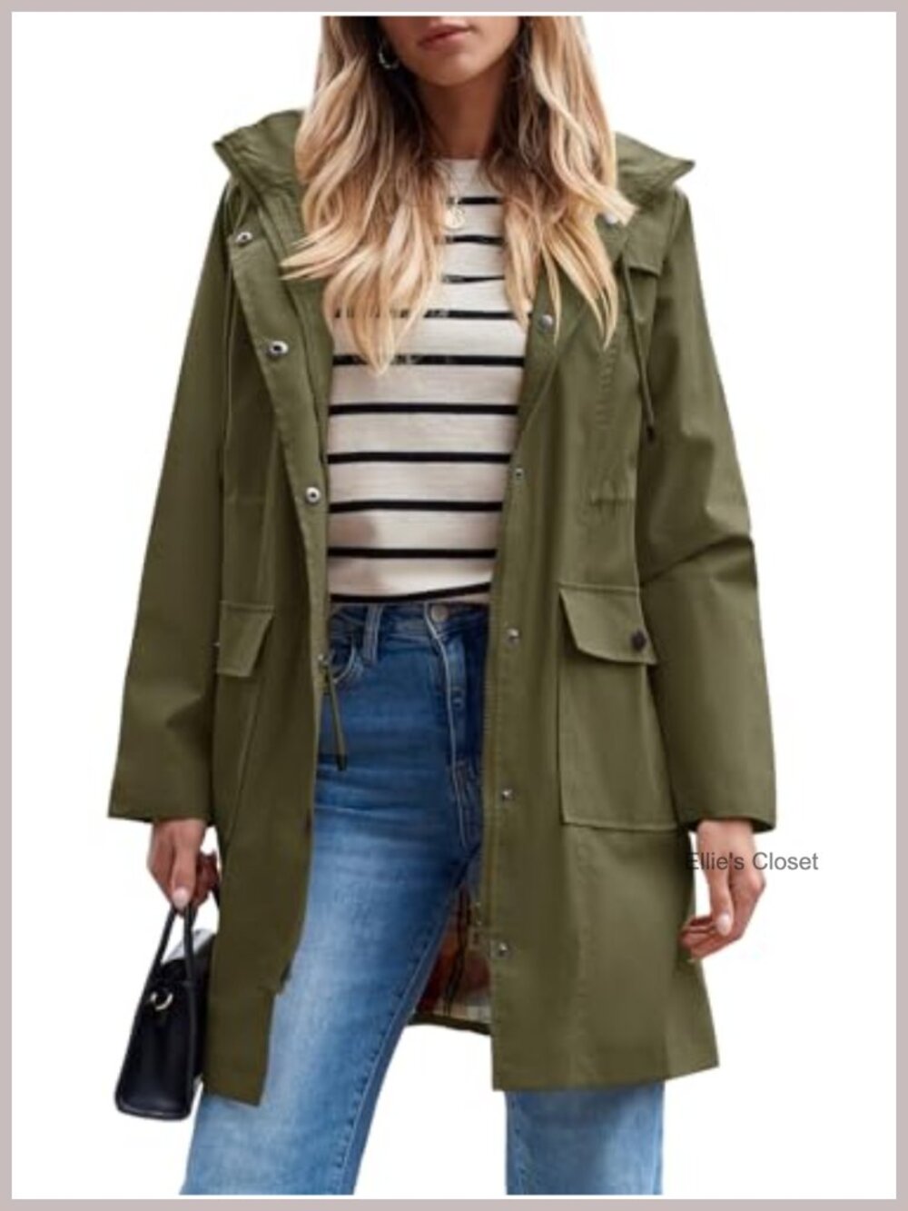 Women's Waterproof Rain Jacket Long Hooded Windbreaker Trench Coat Lightweight